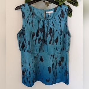 CAbi 100% Silk Tiered Sleeveless Blouse
